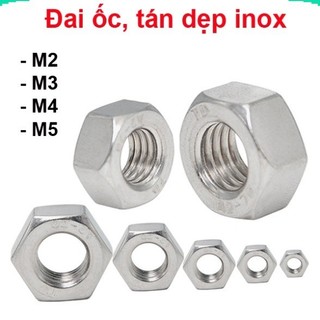 Đai ốc, tán dẹp, tán ecu m2/m3/m4/m5 inox 201, 304 ||