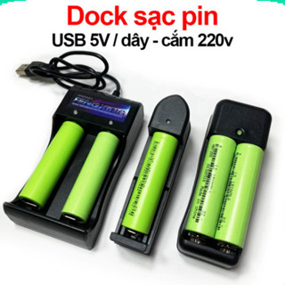 Dock sạc, bộ sạc Pin 3.7V 18650, 14500, 16340 dùng cổng USB hoặc nguồn 220V ||