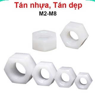 Đai ốc, tán dẹp, tán ecu m3 nhựa trắng ||