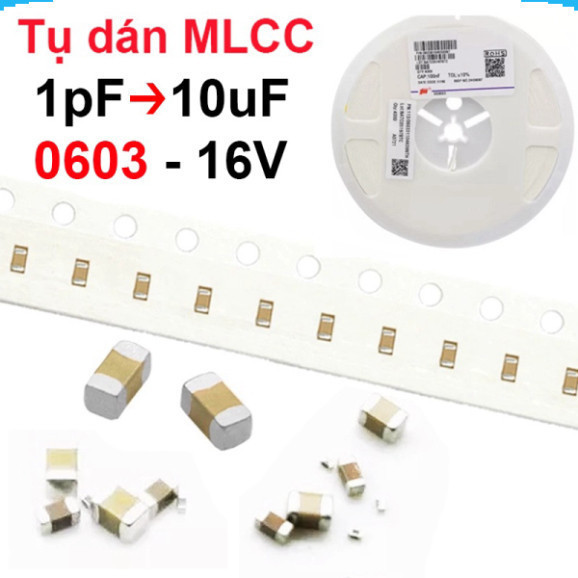 (Gói 50 con) tụ gốm, tụ dán đa lớp MLCC- size 0603- 16V ||