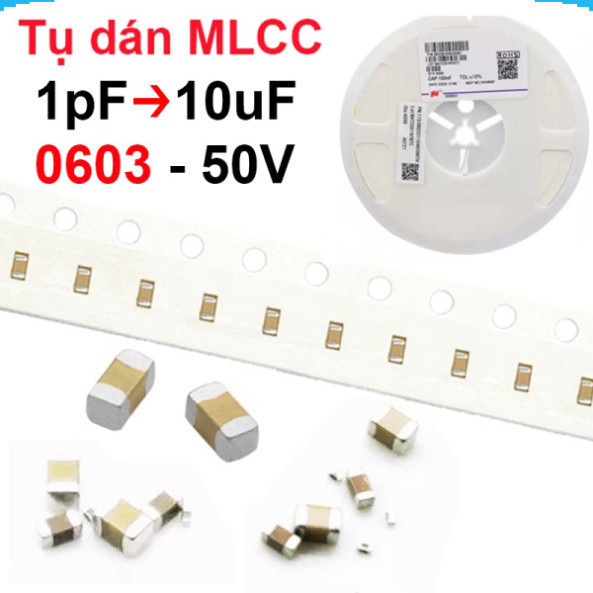 [FLASH SALE] (100 Con) tụ gốm, tụ dán đa lớp MLCC - size 0603 - 50V