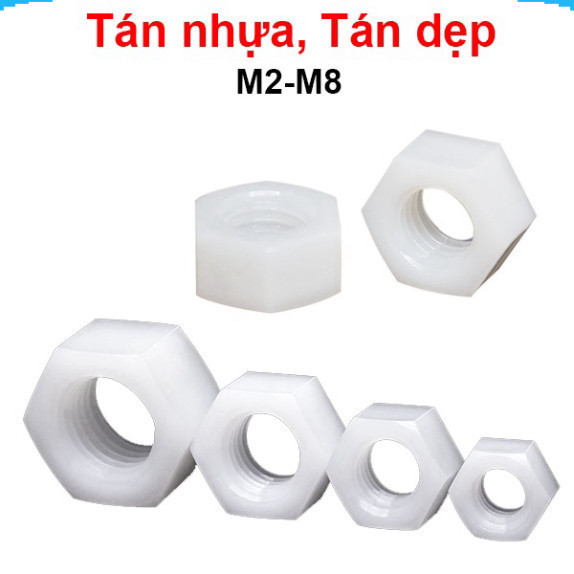 [FLASH SALE] (20 Cái) đai ốc, tán dẹp, tán Ecu nhựa trắng M2-M8