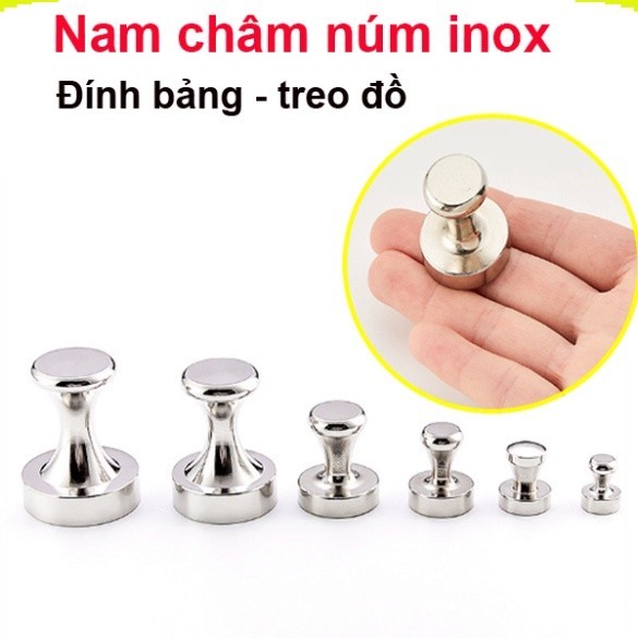 (1 Viên) Nam châm núm inox đính bảng, nam châm núm treo đồ ||