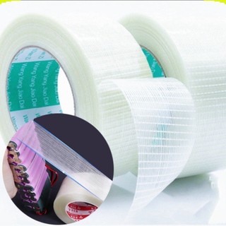 Băng dính/băng keo sợi thuỷ tinh caro 1 mặt rộng 1cm/2cm/3cm/5cm- dài 50m/cuộn ||