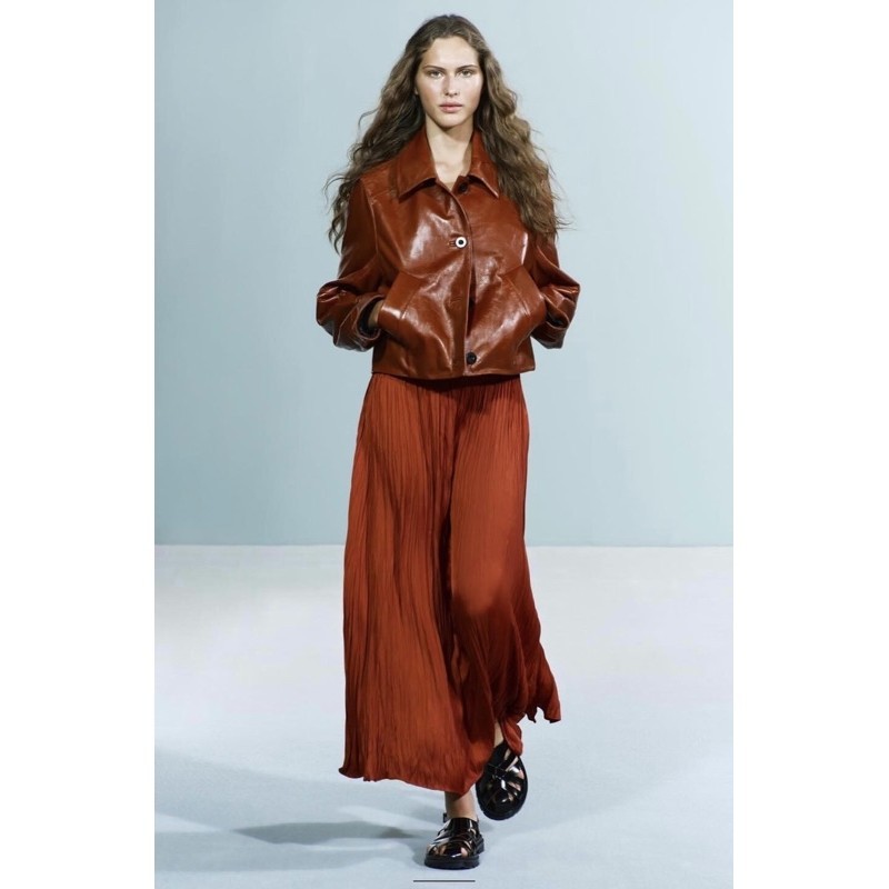 **ZARA** Đầm midi lụa 2 lớp size XS