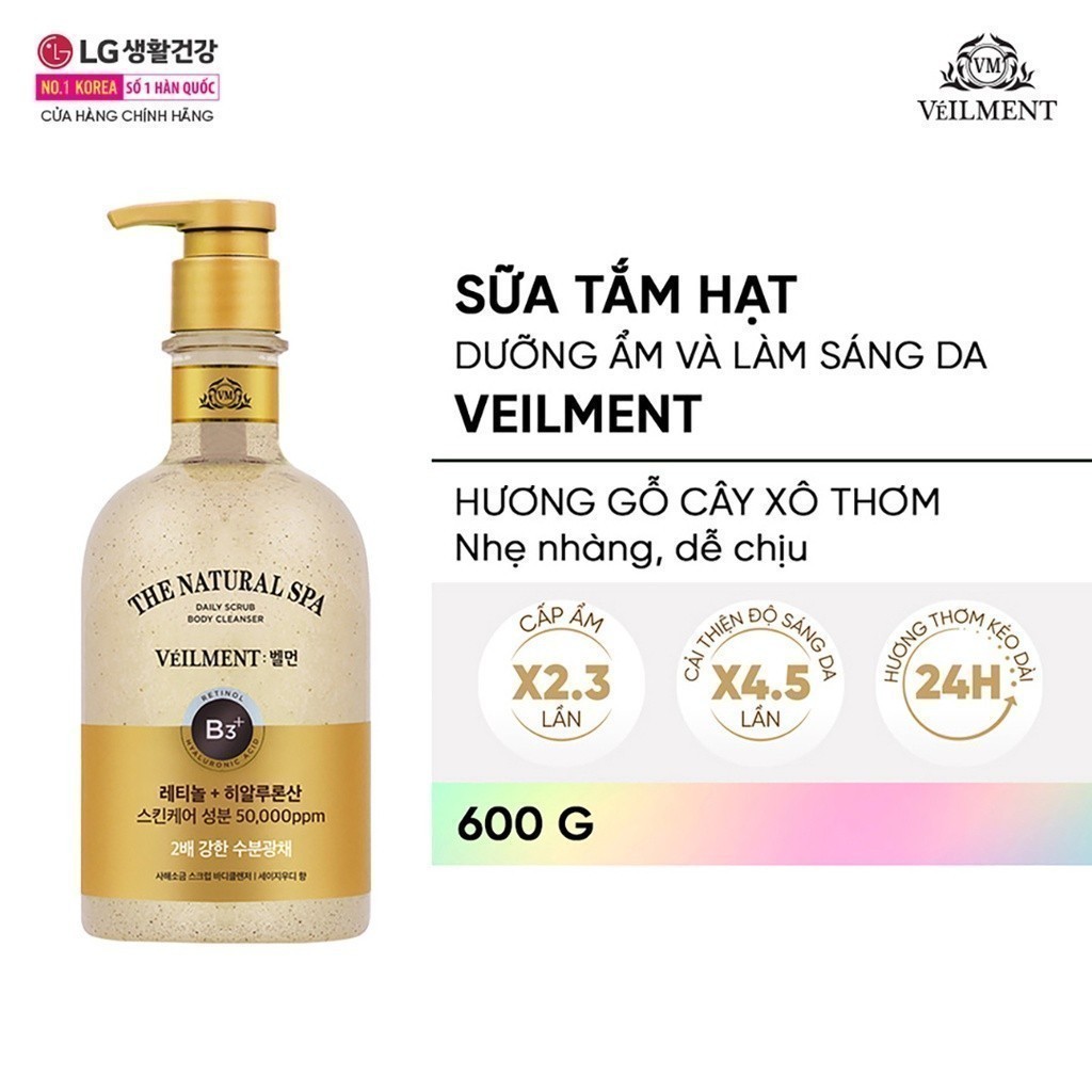 Sữa Tắm Hạt On: The Body Vellment Natural Spa Sage Woody Scent 600g