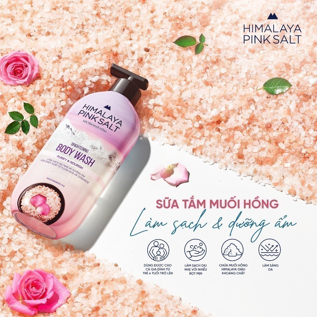 Combo 2 Sữa tắm muối hồng Himalaya Pink Salt làm sạch và dưỡng ẩm da 500g