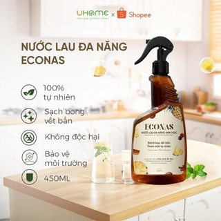 Nước lau đa năng sinh học ECONAS  chai 450ml, Làm sạch dầu mỡ, vết bẩn, Làm sáng bề mặt gương kính, gỗ, inox