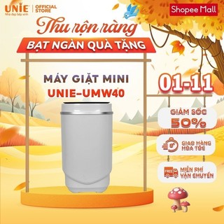 Máy giặt mini Unie UMW40 Công suất 240w giặt vắt hiệu quả Công nghệ diệt khuẩn Blue Ag,nhỏ gọn dễ lắp đặt
