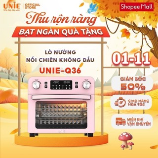 Lò nướng kiêm nồi chiên không dầu tiện lợi UNIE Q36 1700W, dung tích 25L, màu hồng - Hàng chính hãng