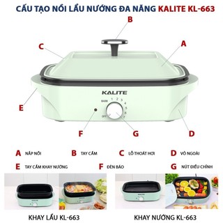 Nồi lẩu nướng điện đa năng Kalite KL 663 dung tích 4L phù hợp cho 4 đến 6 người hàng chính hãng