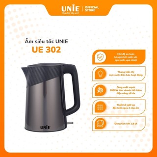 Ấm đun siêu tốc UNIE UE-302, thiết kế xoay 360, tự ngắt khi nước sôi, cạn nước