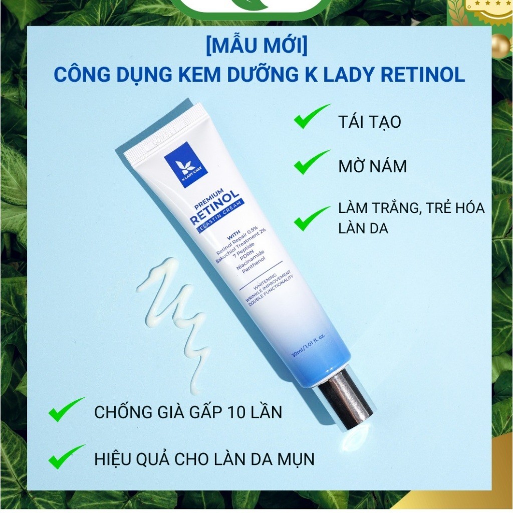 Kem retinol 0,5% K Lady Care mờ thâm nám trẻ hóa da giảm mụn, kiểm soát dầu nhờn, cấp ẩm 30ml-Auth | BigBuy360 - bigbuy360.vn