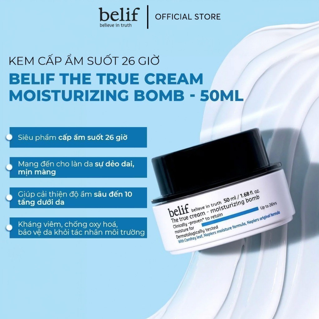 Kem cấp ẩm suốt 26 giờ Belif The True Cream Moisturizing Bomb 50ml