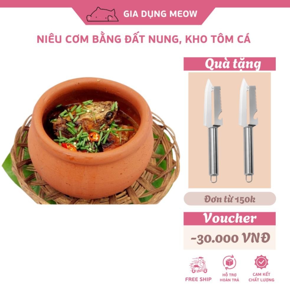 mã01Niêu cơm bằng đất nung, có thể kho tôm cá