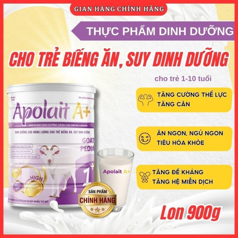SỮA DÊ TĂNG CÂN TỐT CHO BÉ - AN TOÀN ,cải thiện biếng ăn,Sữa Apolait Goat Pedia 900g cho bé dưới 11 tuổi hỗ trợ tiêu hoá