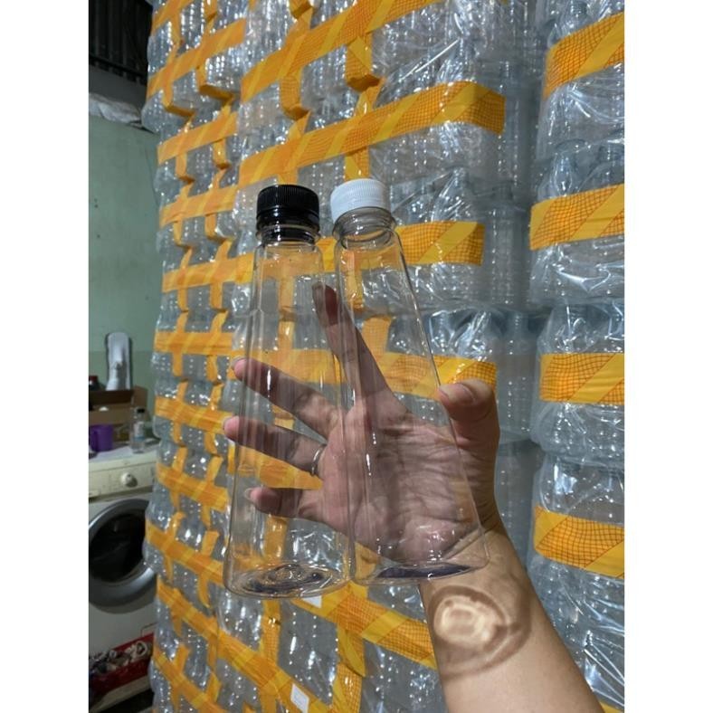 sỉ 1- Chai nhựa tháp tam TAM GIÁC 330 ml nắp fi 30 - nắp đen ( thể tích thực yếu 10-20ml)
