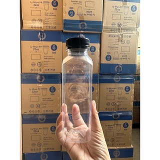 1 chai vuông 330ml miệng rộng + nắp f38 đen /trắng