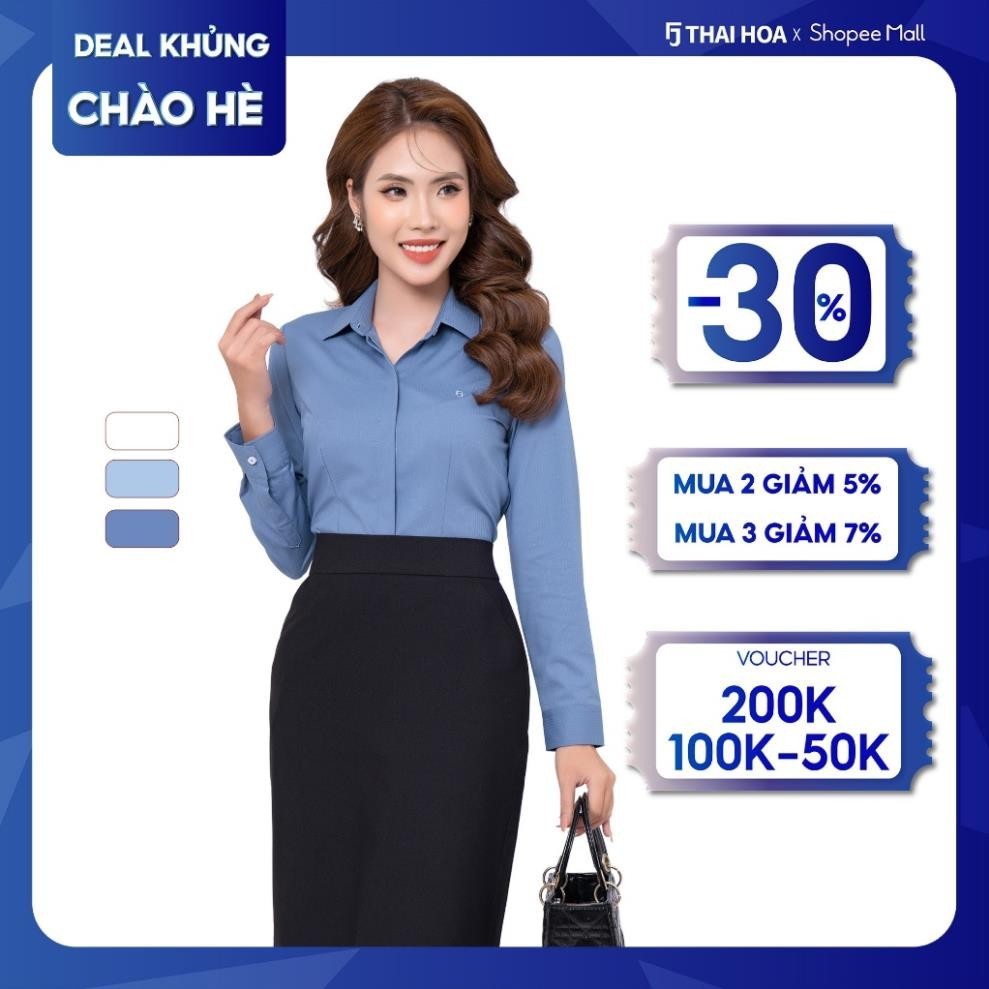 Áo sơ mi nữ dài tay công sở chất sợi Ngải Cứu cao cấp Thái Hòa 23ASW-220