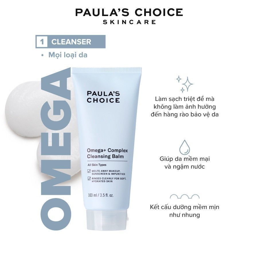 [Mã COSPAU1A giảm 8% đơn 400K] Sữa rửa mặt dạng sáp mềm mịn Paula's Choice Omega + Complex Cleansing Balm 103ml 3380