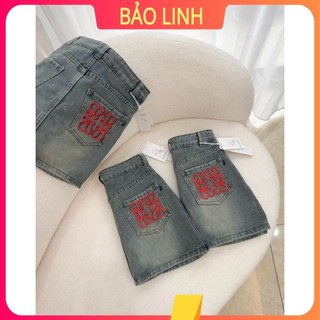 CHÂN VÁY JEAN NGẮN THÊU CHỮ TÔN DÁNG HOT HIT KÈM ẢNH THẬT 2024