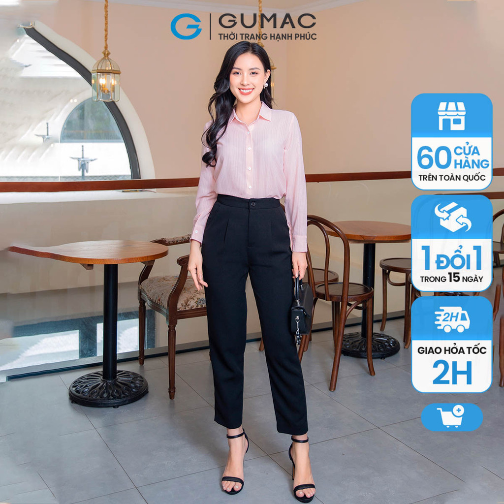 Quần tây công sở ống đứng GUMAC QD09048 chiết li có túi xéo