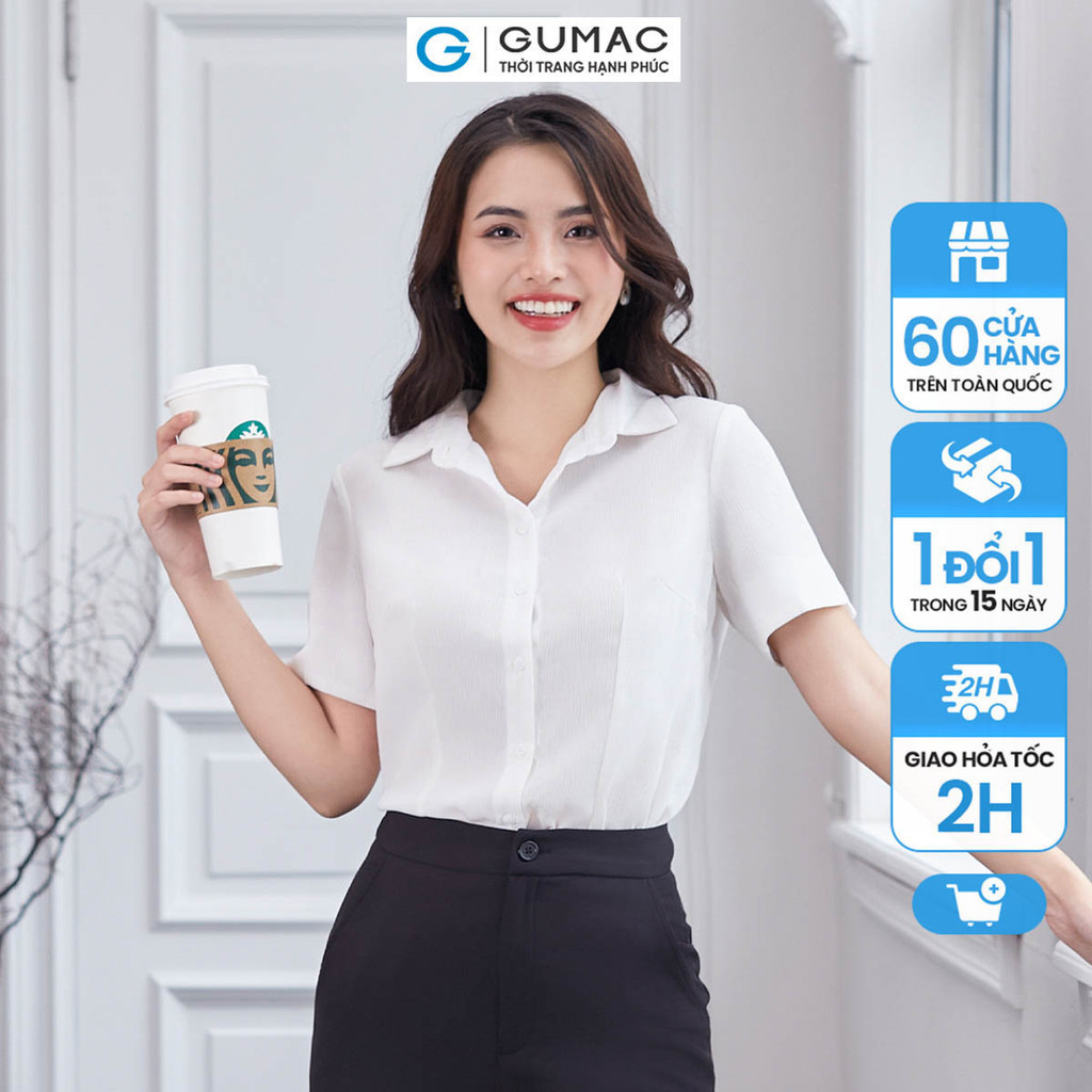 Áo sơ mi xẻ V thời trang GUMAC AD12058