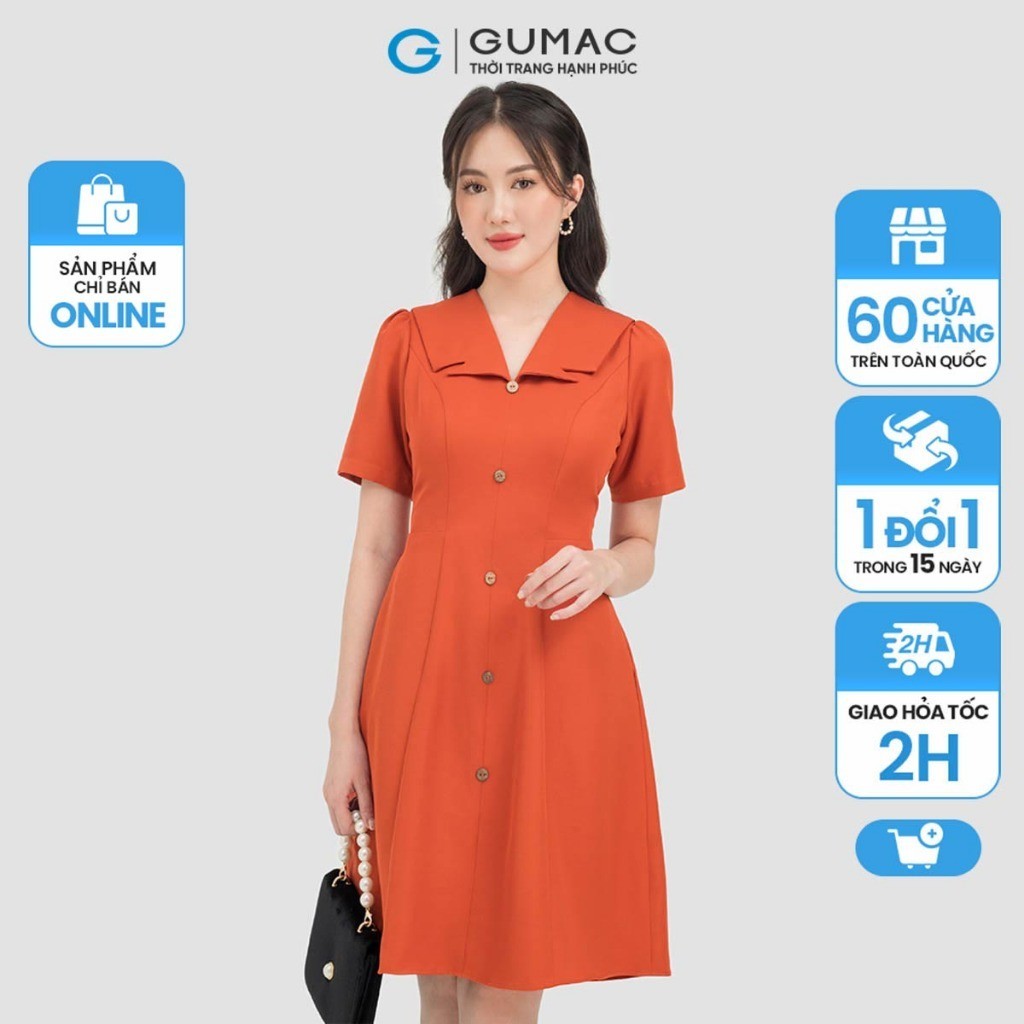 Đầm nữ thời trang GUMAC nhiều màu dáng chữ A phối túi kiểu DC07055