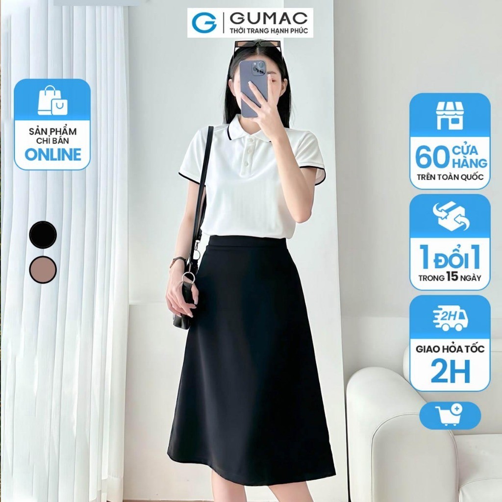 Chân váy basic nữ công sở dáng xòe thanh lịch  thời trang GUMAC BVE00013 - LVE0403