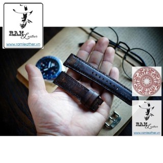 (Made in VietNam) DÂY ĐỒNG HỒ Áp pồ WATCH  TRỐNG ĐÔNG SOCOLA DA BÒ VEGTAN PHỦ 1 MÀU  -DA BÒ THẬT - đủ size Áp pồ WATCH