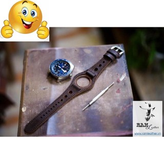 DÂY ĐỒNG HỒ DA BÒ THẬT QUÂN ĐỘI ĐỨC - R A M BUNDSTRAP  MÀI NHÁM BX5 -SIZE CASIO AE1200/SEIKO5 .