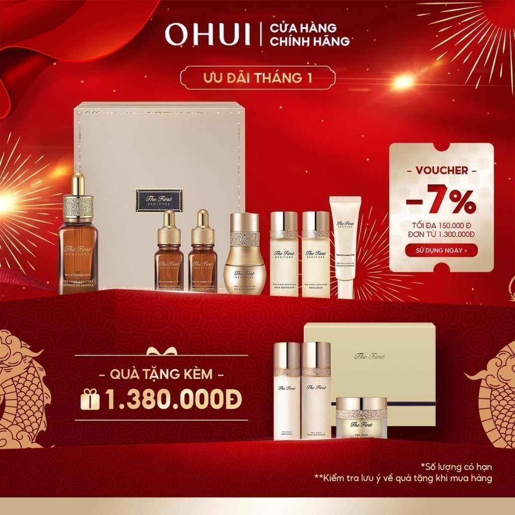 [Limited Edition] Bộ tinh chất siêu Vitamin chống oxy hóa 7 món OHUI The First Genummune Ampoule Special Set 105ml