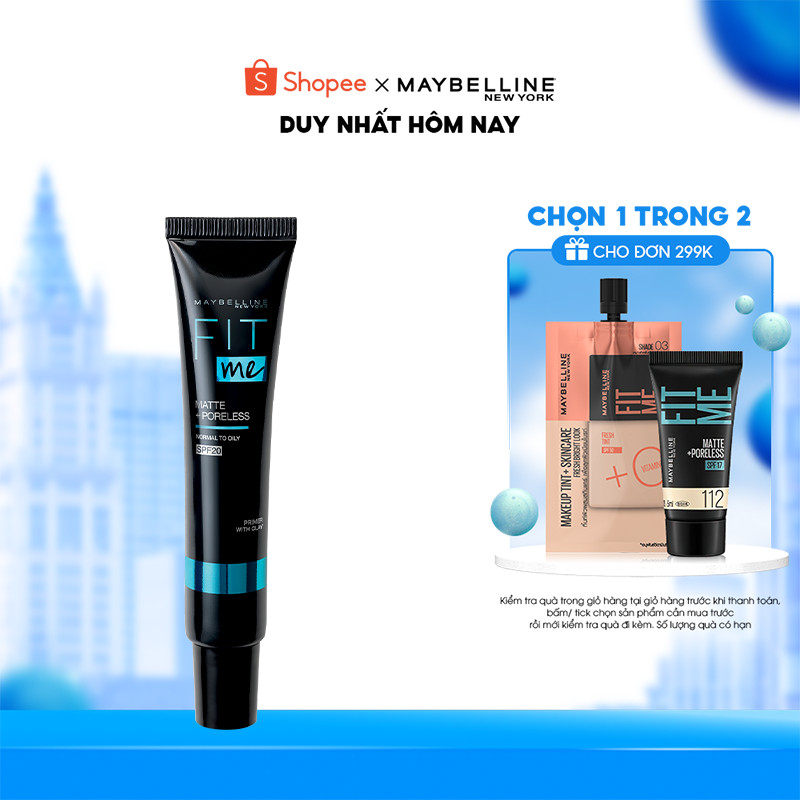 Kem Lót Kiềm Dầu Ngăn Xuống Tông SPF 20 Fit Me Primer Matte+Poreless Maybelline New York 30ml