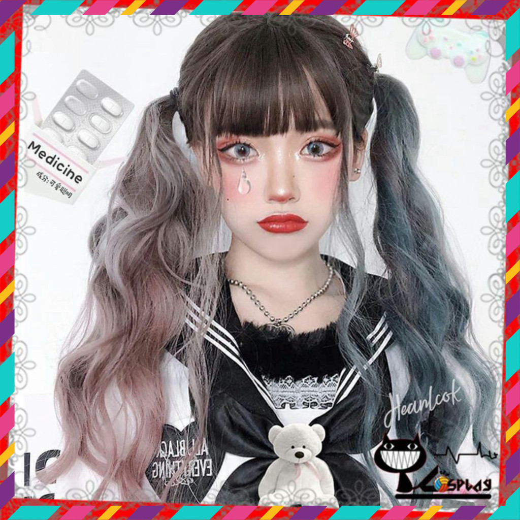 [Miu Cosplay] Tóc giả nguyên đầu cao cấp, sợi không bóng [Sẵn] Wig teen/lolita/cosplay omber hai màu cá tính C8259 nửa n