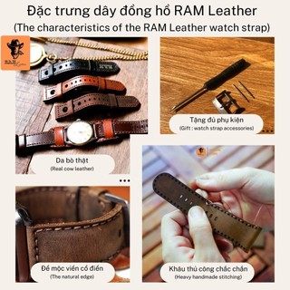 DÂY CASIO AE1200 DA BÒ ĐEN KIỂU ĐỨC - R.A.M BUNDSTRAP B1 BLACK .