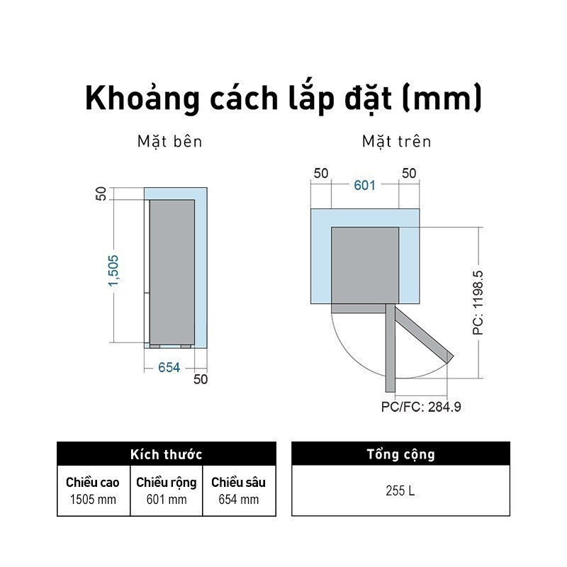 [TRẢ GÓP 0%] Tủ lạnh Panasonic Diệt Khuẩn 255L NR-BV281BVKV Cấp Đông Mềm - Ngăn Đá Dưới