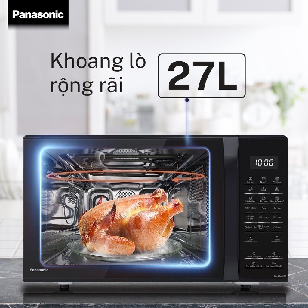 Lò vi sóng đối lưu chiên không dầu Panasonic nướng NN-CT65MBYUE 27L – 20 thực đơn