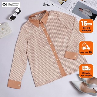 LIIN - Áo sơ mi họa tiết răng sói nâu LINBI SM3255