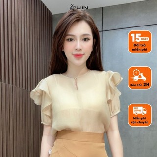 Áo nữ Liin Clothing rrep be phối tay bèo  thiết kế sang trọng thanh lịch - AKC249SBE-S23