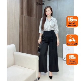 Quần Suông Liin Clothing Thiết Kế Đai Lệch Chất Liệu Mềm Mại Cao Cấp - QAS019SBK-S23