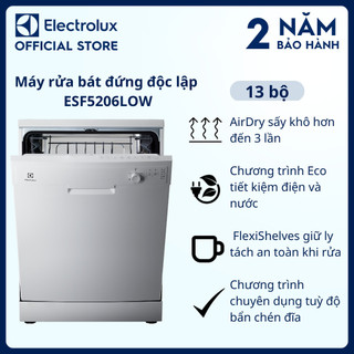 Máy rửa bát đứng độc lập Electrolux ESF5206LOW 60cm cho 13 bộ chén dĩa, sấy khô hơn