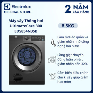Máy sấy thông hơi Electrolux 8.5kg UltimateCare 300 - EDS854N3SB -Làm mới áo quần