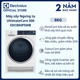 Chỉ giao miền Bắc - Máy sấy ngưng tụ Electrolux 8kg UltimateCare 500 - EDC804P5WB - giảm nhăn,giảm phai màu