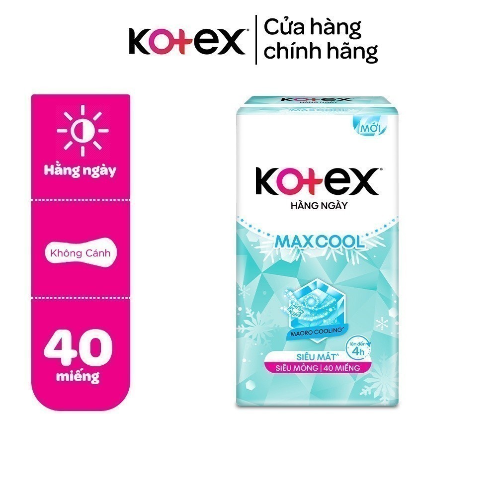 Băng vệ sinh Kotex Maxcool hằng ngày kháng khuẩn 40 miếng