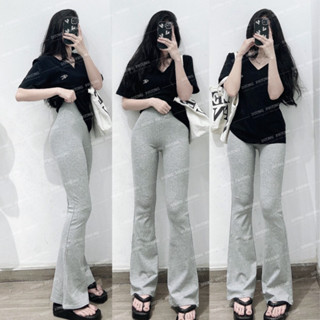 Quần thun nữ co giãn ống loe màu trơn, quần dài nữ lưng cao chất thun tăm hack dáng