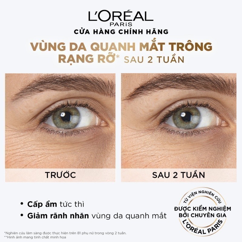 Bộ serum mắt và kem dưỡng cấp ẩm căng mướt da Hyaluronic Acid L'Oreal Paris