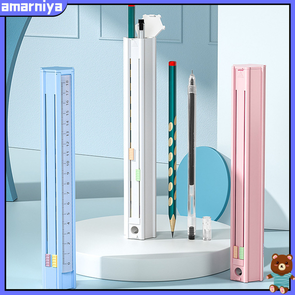 (Shop Amart) 1 Hộp Đựng Bút 6 Bút Chì 1 Thước Gọt 1 Thước Đa Năng Hình Lục Giác