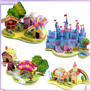 Mô hình lắp ghép lâu đài cối xay gió 3D bằng giấy dành cho bé