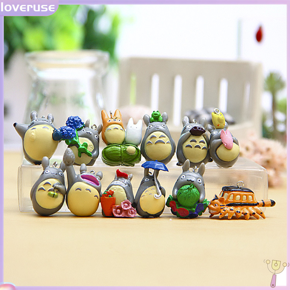 Set 12 mô hình đồ chơi thiết kế Totoro hoạt hình mini dành cho trang trí