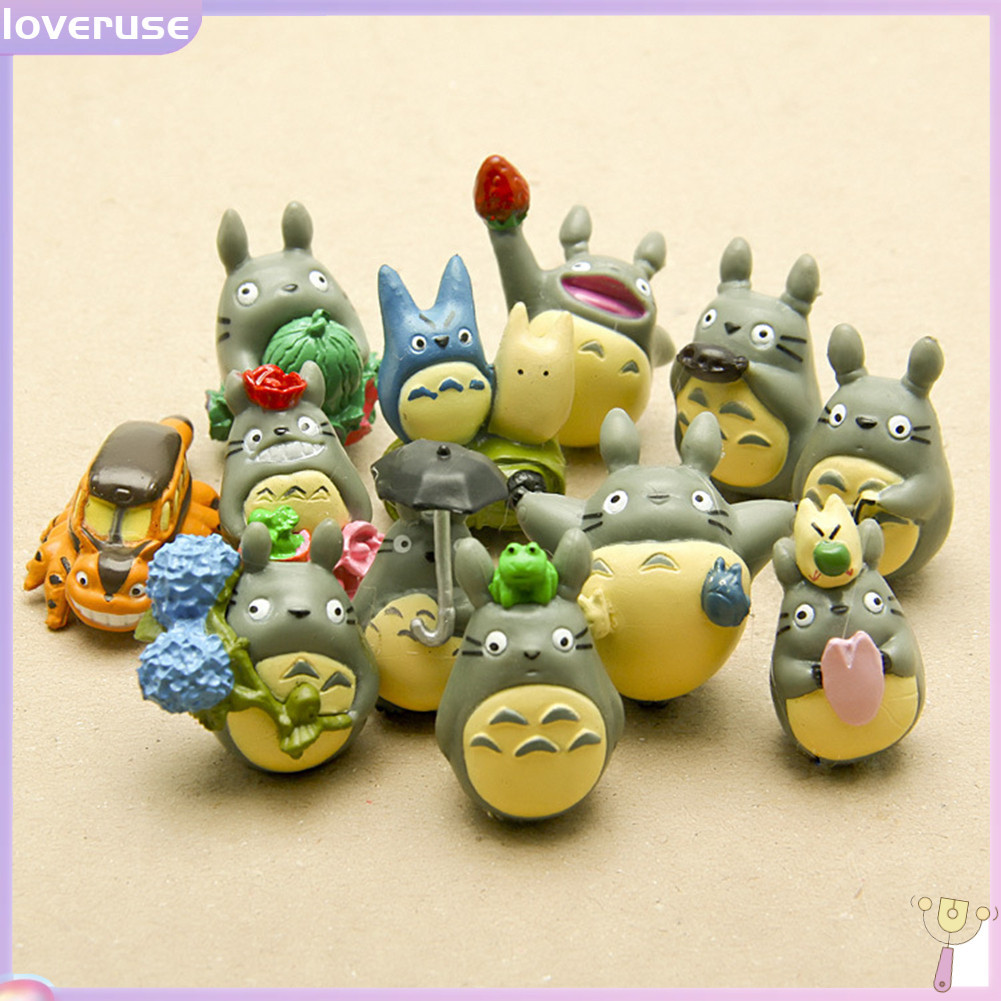 Set 12 mô hình đồ chơi thiết kế Totoro hoạt hình mini dành cho trang trí